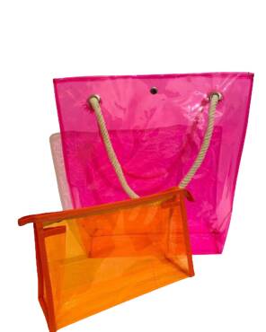 2 li Örgü İpli Şeffaf Plaj Çantası