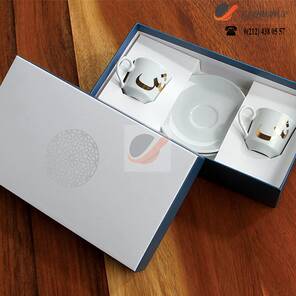 2'li Baskılı Kahve Fincanı Seti