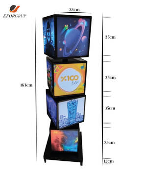 4LÜ KÜP DÖNER LİGHTBOX TABELA (16 FARKLI REKLAM ALANI)