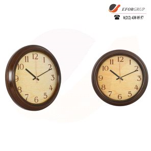 Ahşap Desenli Plastik Duvar Saati