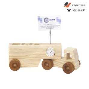 Ahşap Kalemlikli Masa Saati