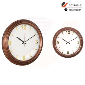 Bakır Eskitme Plastik Duvar Saati