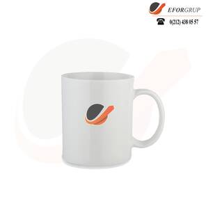 Baskılı Beyaz Porselen Kupa