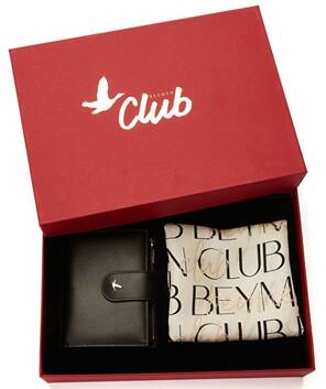 Beymen Hediye Siyah Cüzdan ve Eşarp Hediye Seti