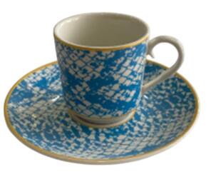 DERİ DESENLİ KAHVE FİNCANI MAVİ