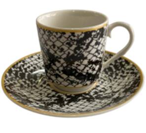 DERİ DESENLİ KAHVE FİNCANI SİYAH