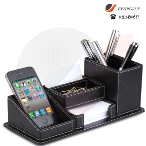Deri Telefon Tutuculu Kalemlik