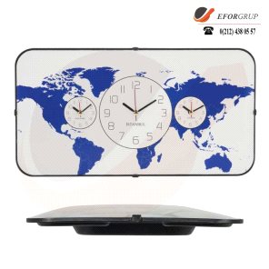 Baskılı Dikdörtgen Bombeli Duvar Saati