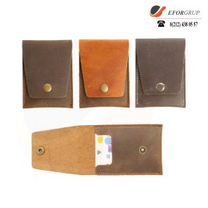 Düğmeli Deri Kartlık