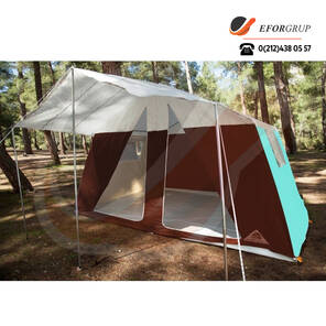 Iki Odalı Suni Deri Kamp Çadırı - Kahverengi Yeşil