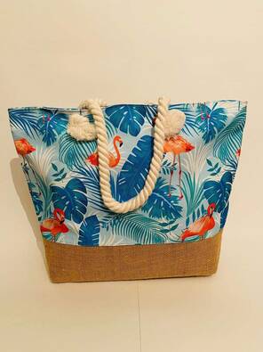 Kalın İpli Hasır Altlı Plaj Çantası