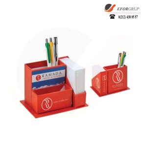 Karton Kutu Kırmızı Notluklu Kalemlik