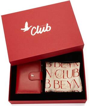 Kırmızı Cüzdan ve Eşarp Hediye Seti