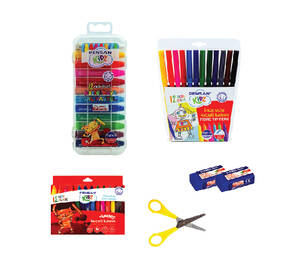 KIRTASİYE SETİ - BOYA KALEMİ MAKAS SİLGİ