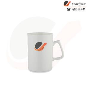 Logolu Düz Porselen Kupa