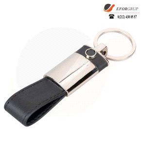 Metal Siyah Deri Anahtarlık