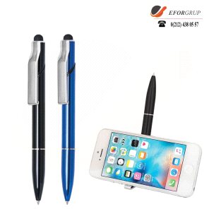 Metal Telefon Tutuculu Tükenmez Kalem