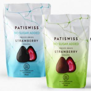 PATİSWİSS Şeker İlavesiz Sütlü ve Bitter Çikolatalı Çilek Draje Set 80g