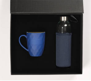 Prizma Kupa ve Cam Matara Seti Lacivert