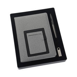 PROMOSYON KUTULU DEFTER KALEM USB BELLEK SETİ FÜME