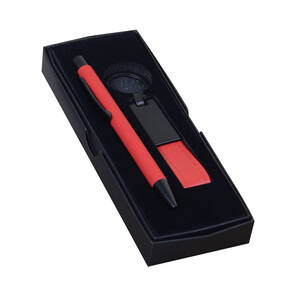 PROMOSYON KUTULU HEDİYE SETİ / KALEM ANAHTARLIK KIRMIZI