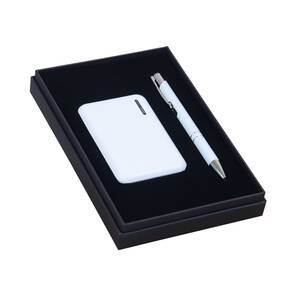 PROMOSYON KUTULU HEDİYE SETİ / KALEM POWERBANK BEYAZ