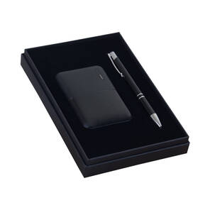 PROMOSYON KUTULU HEDİYE SETİ / KALEM POWERBANK SİYAH
