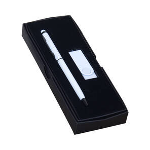 PROMOSYON KUTULU HEDİYE SETİ / KALEM USB BELLEK BEYAZ