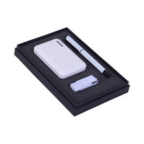 PROMOSYON KUTULU HEDİYE SETİ / POWERBANK USB BELLEK KALEM BEYAZ