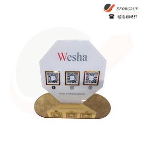 QR Kodlu Bilgilendirme Plaketi Altıgen Tasarım 3'lü