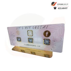 QR Kodlu Sosyal Medya Kaideli Yatay  Plaket 3'lü