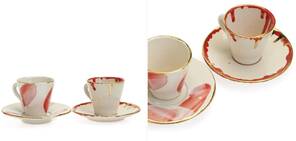 Slob Krem 2'li Seramik Türk Kahvesi Fincan Seti