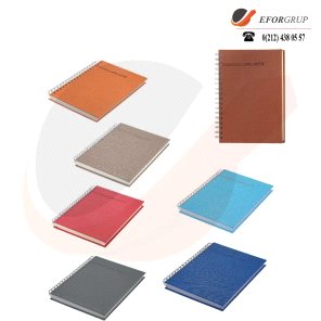 Termoderi Kapaklı Renkli Spiralli Ajanda