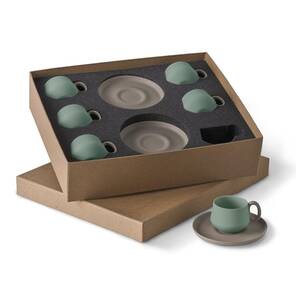 Tube 6'lı Tabaklı Kahve Fincan Takımı Taş - Nil