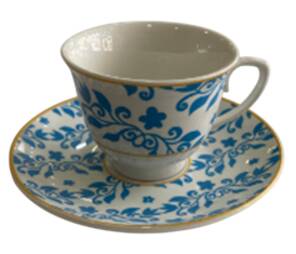 YAPRAK DESENLİ KAHVE FİNCANI MAVİ