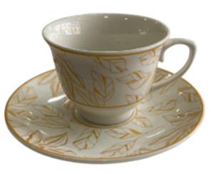 YAPRAK DESENLİ KAHVE FİNCANI SARI