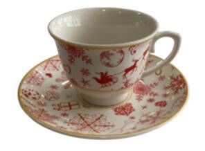 YENİYIL DESENLİ KAHVE FİNCANI KIRMIZI