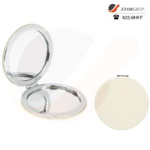 Yuvarlak Suni Deri Cep Aynası