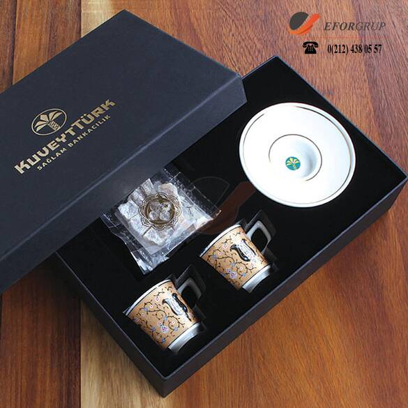 2'li Baskılı Türk Kahvesi Fincanı Seti