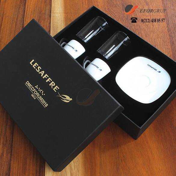 2'li Su Bardaklı Kahve Fincanı Seti