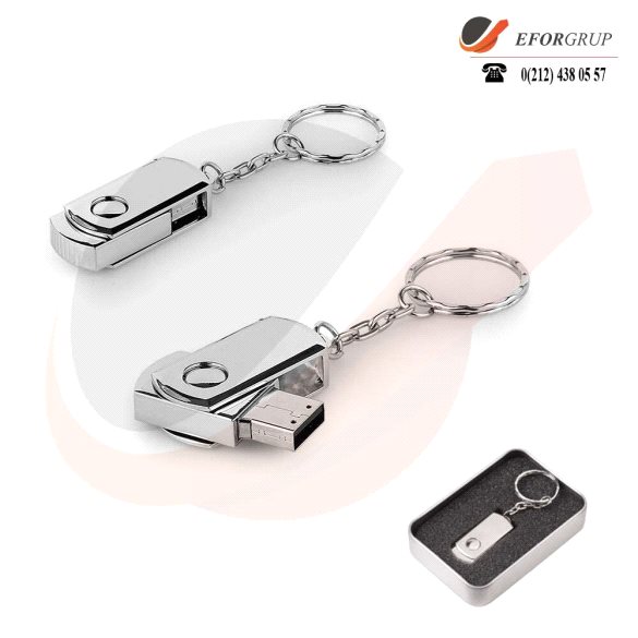 4 GB Döner Kapaklı Metal Anahtarlık USB Bellek