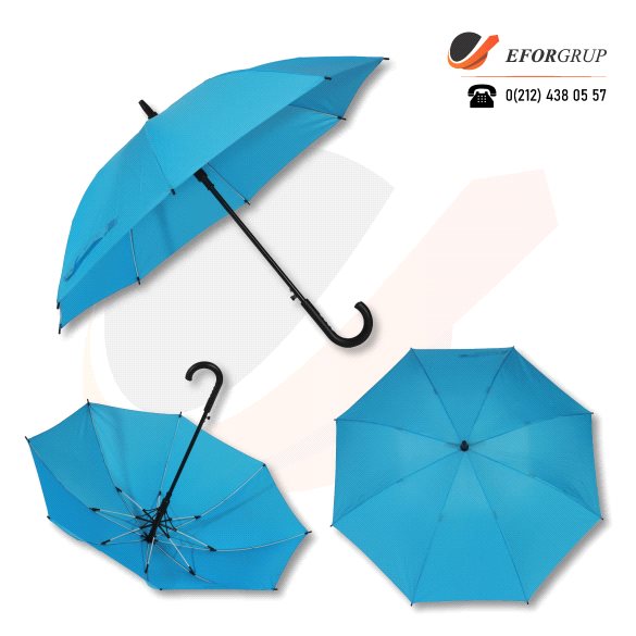 Açık Mavi Baston Şemsiye