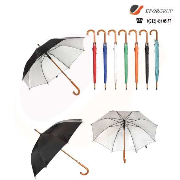 Ahşap Saplı Fiber Glass Kırılmaz Şemsiye