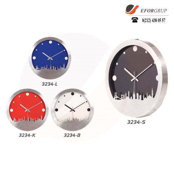 Alüminyum Şehir temalı Duvar Saati