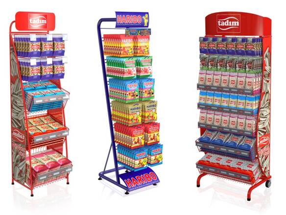 Metal Ayaklı Sepetli Ürün Stand