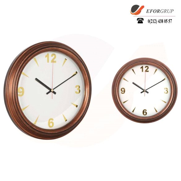 Bakır Eskitme Plastik Duvar Saati