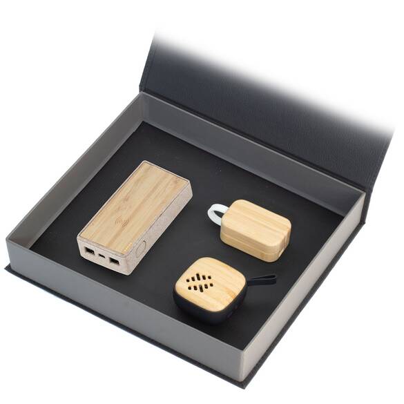 BAMBU VIP KUTU SET (WIRELESS POWERBANK - HOPARLÖR - KULAKLIK)