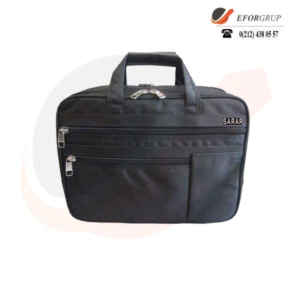 Siyah Logo Baskılı Laptop Çantası