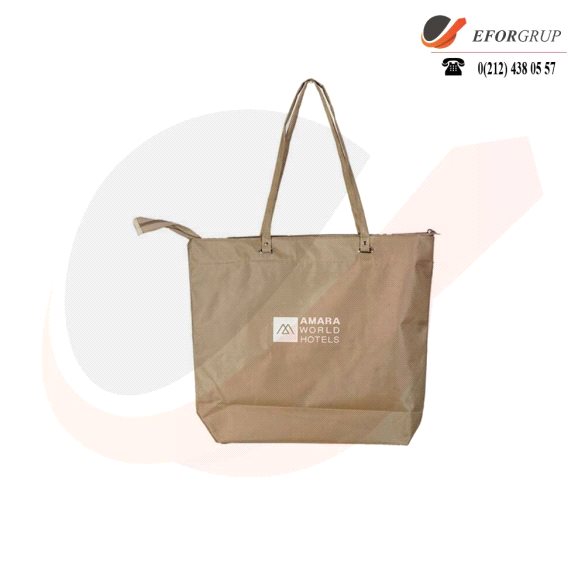 Baskılı Fermuarlı Plaj Çantası