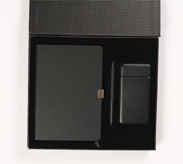 Defter, Kalem ve Powerbank Seti Siyah